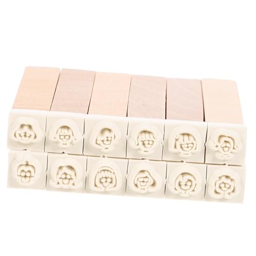 LOLIPPYY 12 Stück Teiliges Holzstempel mit Niedlichen Retro Mustern Vielseitige DIY Stempel für Tagebücher Journaling und Bastelprojekte Langlebige Holzstempel für Kreative Dekorationen von LOLIPPYY