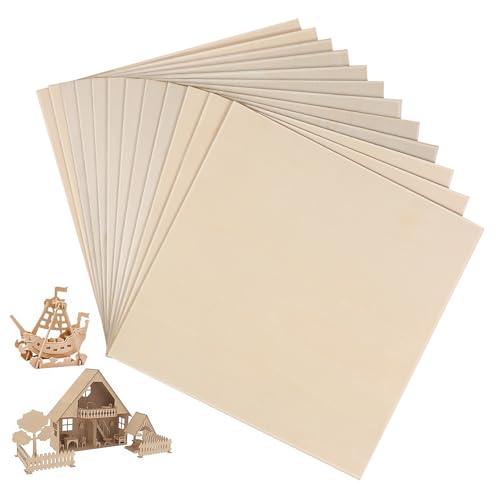 LOLIPPYY 12 Stück Teiliges Quadratische Unlackierte Holzplatten aus Stabilem Pappelholz Glatte Oberfläche zum Bemalen Gravieren und Basteln Vielseitig für Modellbau Dekoration und DIY von LOLIPPYY