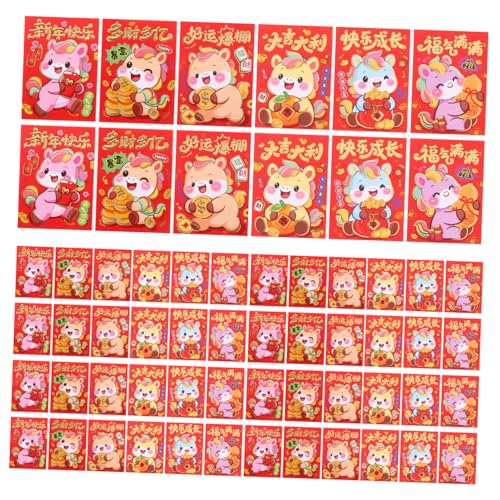 LOLIPPYY 120 Stück Rote Umschläge Jahr Des Pferdes Karton Geldumschläge Chinesisches Neujahrsfest Geldgeschenk Umschläge für Cartoon Pferdemotiv von LOLIPPYY