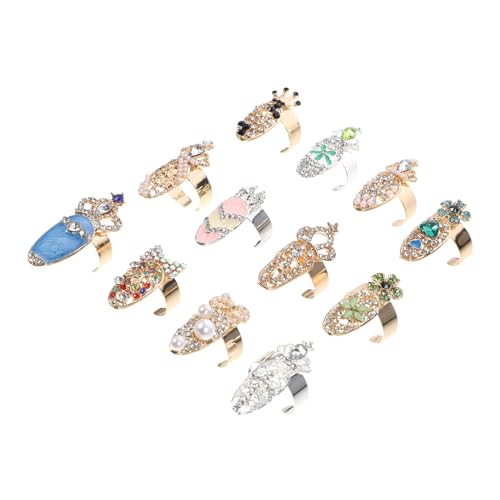 LOLIPPYY 12Stücke Nail Art Ringe Stilvolle Maniküre Dekorationen für Nail Art Charms für Partys Hochzeiten und Zeremonien von LOLIPPYY