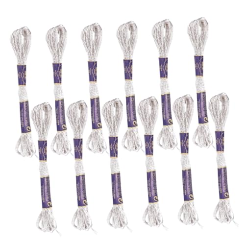 LOLIPPYY 12Stücke Teiliges Nähgarnset Metallic Stickgarn Silber Stränge Glänzendes für DIY Projekte für Handwerken und Heimdekoration von LOLIPPYY