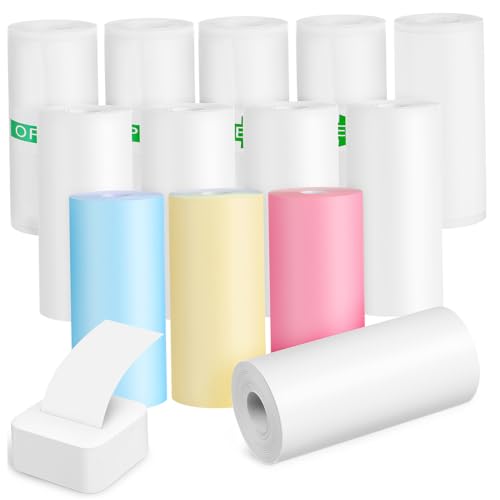 LOLIPPYY 13 Rollen Thermopapier Bunt Selbstklebend Klare Druckqualität Schnelles Rollenwechseln Vielseitig für Thermotransferdruck Geeignet für Mini Thermodrucker und Pocket Printer von LOLIPPYY