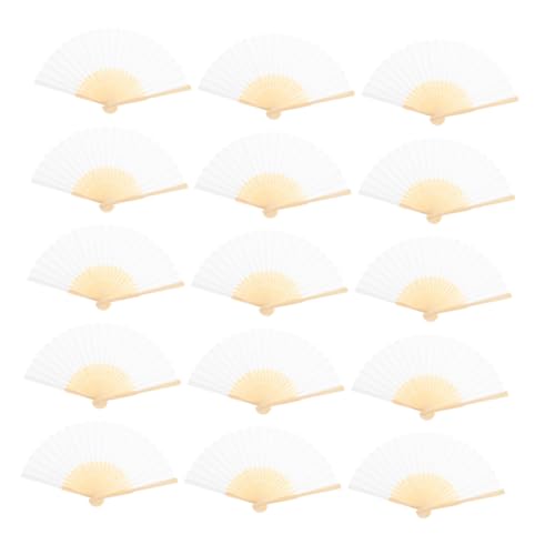 LOLIPPYY 15 Stück Teiliges Faltbare Weiße Papierfächer für Frauen Handliche Klappfächer mit Leerer Oberfläche zum Bemalen und Basteln für Hochzeiten Festivals und Kreative DIY Dekorationen von LOLIPPYY