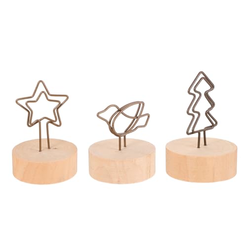LOLIPPYY 15 Stück Teiliges Holzfuß Memo Clips mit Metallklammern Stabile Notizhalter mit Baum Vogel Stern Design Vielseitig für Fotos Karten Tischmenüs Dekorativ und Funktional von LOLIPPYY