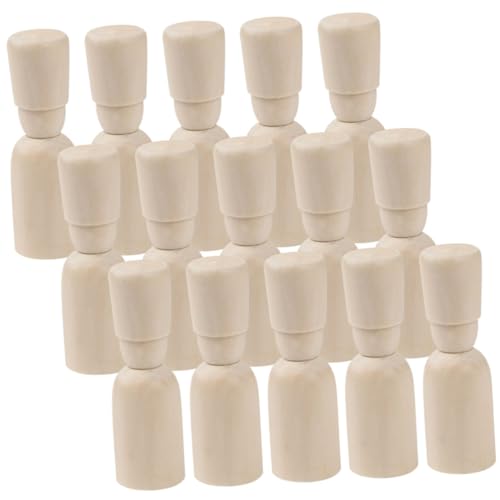 LOLIPPYY 15 Stück Unvollendete Holz peg dolls DIY Bastelset zum Bemalen Naturbelassene Kleine Holzfiguren für Kreative Holzpuppen zum Gestalten und Dekorieren im Kinderzimmer von LOLIPPYY