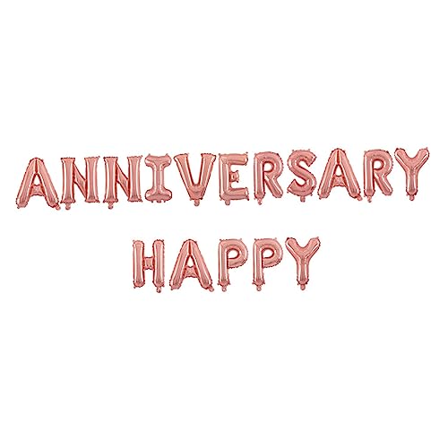 LOLIPPYY 16 Jubiläumsballon -Set Banner mit Geburtstagsballons Ballons für Ballonbogen Luftballons Metallicballons Valentinstag Aluminiumfolienballons Ballons zur Hochzeitsdekoration Golden von LOLIPPYY