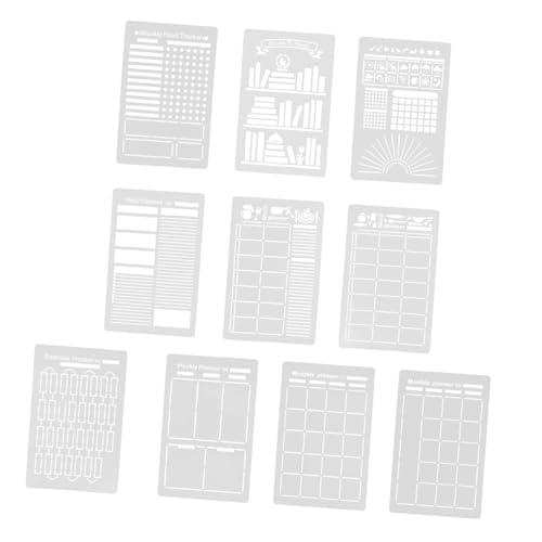 LOLIPPYY 16 Stück Teiliges Schablonen für Tagebuch DIY Zeichenvorlagen aus Langlebigem Material Wiederverwendbar Kompatibel mit Verschiedenen Stiften für Notizbücher Planer Scrapbooking und von LOLIPPYY