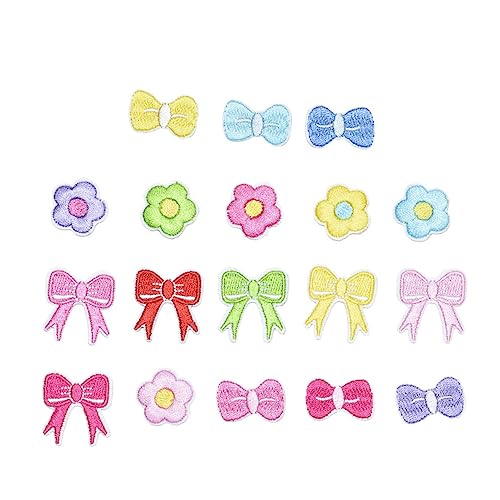 LOLIPPYY 18 Stück Teiliges Cartoon Bügelflicken Selbstklebende Applikationen mit Schleife und Blumen Sichere Langlebige Stoffaccessoires zum Aufbügeln und Nähen für DIY Kleidung und LOLIPPYY 18 Stück Teiliges Cartoon Bügelflicken Selbstklebende Applikationen mit Schleife und Blumen Sichere Langlebige Stoffaccessoires zum Aufbügeln und Nähen für DIY Kleidung und von LOLIPPYY