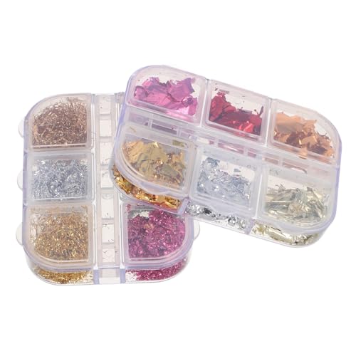 LOLIPPYY 2 Boxen Boxen Nagelfolien Flakes Holographische Nail Art Chips in Bunt und Silber Metallic Papier DIY Nageldesign Dekoration für Kreative Maniküre von LOLIPPYY