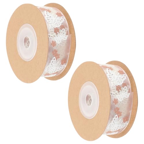 LOLIPPYY 2 Rollen Schmetterlings geschenkband Verschleißfestes Farbintensives Dekoband zum Schneiden Vielseitig für DIY Kleidung Haar accessoires Festliche Verpackung von LOLIPPYY