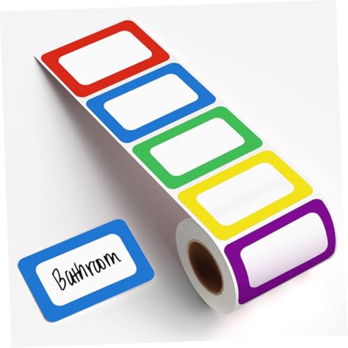 LOLIPPYY 2 Rollen Selbstklebende Blanko Namensetiketten Aufkleber Bunte Beschriftbare Klebeetiketten für Schule Büro Küche Klassifizierung und Organisation Praktisch und Platzsparend von LOLIPPYY