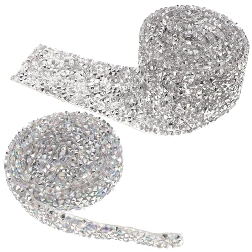 LOLIPPYY 2 Rollen Selbstklebendes Strassband Resin Rhinestone Ribbon Glitzerndes Bastelband für Kleidung DIY Dekoration Hochzeit Geschenkverpackung Vielseitig Einsetzbar von LOLIPPYY