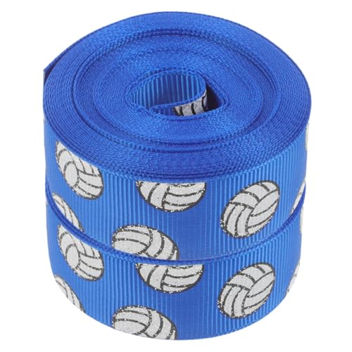 LOLIPPYY 2 Rollen handgefertigter Bogen Preisbänder Haarklammerband DIY-Band für Kopfbedeckungen Volleyball-Partygeschenke Sportballband Volleyball-Partydekorationen Polyester Blue von LOLIPPYY