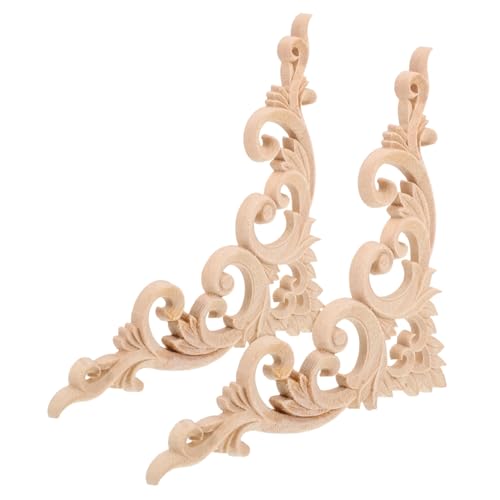 LOLIPPYY 2 Stück Eckaufkleber Mit Blumenmotiv Für Schranktüren Vintage Kommode Dekorative Applikationen Geschnitzte Dekorapplikationen Für Möbel Beiges Holz von LOLIPPYY