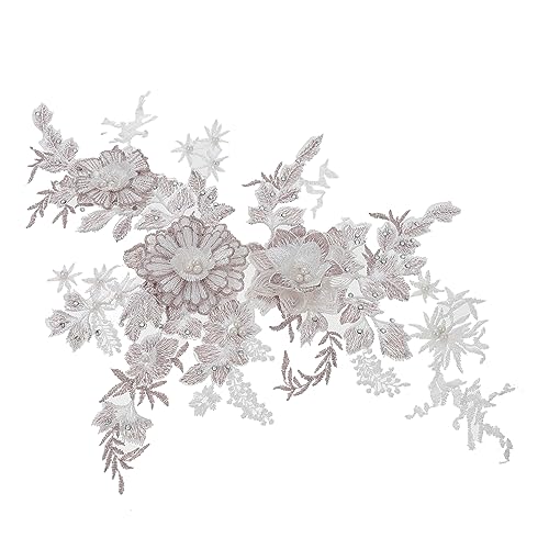 LOLIPPYY 2 Stück Farbe Set Blumenstickerei Patch Hochwertigem Stoff Lace Applikation für DIY Projekte Kleidung Brautkleider und Handarbeiten von LOLIPPYY