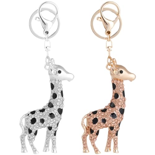 LOLIPPYY 2 Stück Giraffe Schlüsselanhänger Retro Metallanhänger für Taschen und Schlüssel Praktischer und Dekorativer Schlüsselring für DIY und von LOLIPPYY