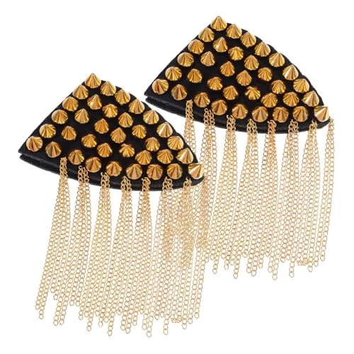 LOLIPPYY 2 Stück Goldene Nieten Schulterklappen mit Quasten und Ketten Punk Epauletten für Damen Vielseitige Schulterabzeichen mit Fransen Einfach zu Befestigen für Kostümpartys und LOLIPPYY 2 Stück Goldene Nieten Schulterklappen mit Quasten und Ketten Punk Epauletten für Damen Vielseitige Schulterabzeichen mit Fransen Einfach zu Befestigen für Kostümpartys und von LOLIPPYY