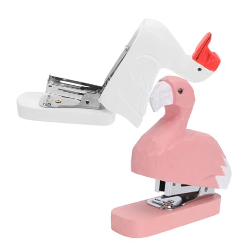 LOLIPPYY 2 Stück Handgefertigter Holz Tierförmiger Mini Heftgerät Kreativer Schreibtisch Organizer Lustiges Büro Zubehör für Zuhause und Schule von LOLIPPYY