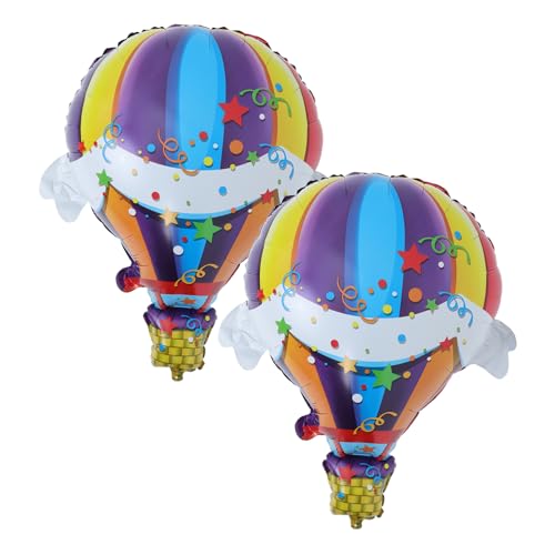 LOLIPPYY 2 Stück Heißluftballon Luftballons Regenbogen-partydekorationen Alles Zum Geburtstag Dekorationen Reise-party-ballons Alles Zum Geburtstag Folienballons Aluminiumfolie von LOLIPPYY
