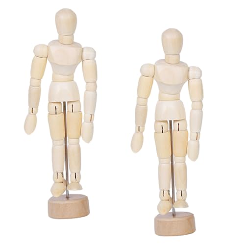 LOLIPPYY 2 Stück Holz gliederpuppe Gelenke Beweglich Künstler Modell Kreative Dekoration Langlebiges Holz mannequin für Skizzieren Geschenk Schreibtisch Wohnraumdeko von LOLIPPYY
