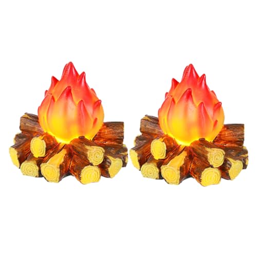 LOLIPPYY 2 Stück LED Kamin Nachtlicht mit Realistischem Flammeneffekt Künstliches Feuer Deko für Weihnachten Halloween Outdoor Camping Tragbare Flammenlose Holzscheite ohne Batterie von LOLIPPYY