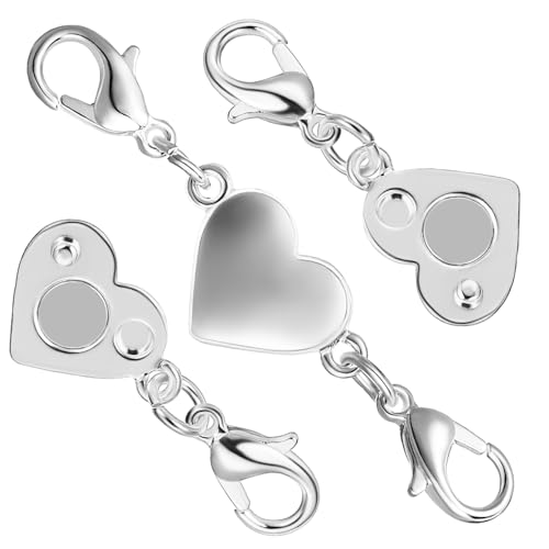LOLIPPYY 2 Stück Magnetische Halskettenverschluss mit Karabinerverschluss Praktische Schmuckverbinder für DIY Projekte und Kettenverlängerung Silber von LOLIPPYY