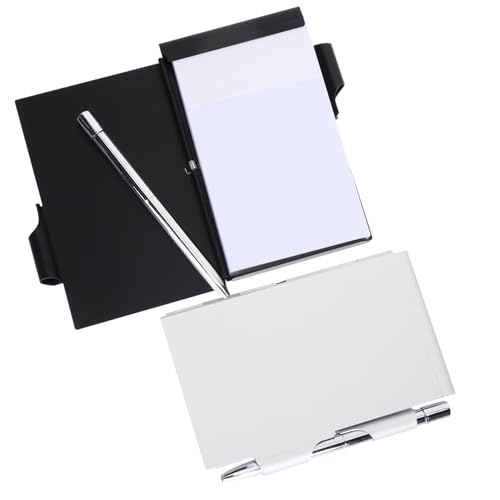 LOLIPPYY 2 Stück Metall Notizbuch Teilig mit Stift Nachfüllbares Kleines Taschen Notizblock Kariert Langlebiges Aluminium Journal für Notizen und Ideen Unterwegs Schwarz und Silber von LOLIPPYY
