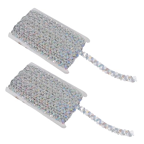 LOLIPPYY 2 Stück Perlen mit Paillettenstreifen trimmen Paillettenstreifen für die Hochzeit glänzender Rand hochzeitsdeko seidenband dekorativer Spitzenbesatz Kleiderzubehör Polyester Silver von LOLIPPYY