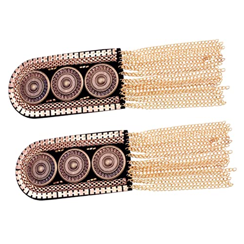 LOLIPPYY 2 Stück Schulterklappen Mit Quaste Fransen Epaulette Kostümuniform Zubehör Quasten Schulterklappen Quaste Vintage-accessoires Schulterklappen-abzeichen Legierung Golden von LOLIPPYY