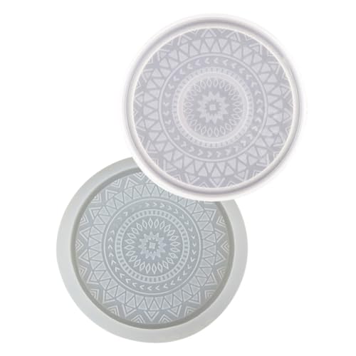 LOLIPPYY 2 Stück Silikon Untersetzer Gießform Rund mit Muster Reißfest und Flexibel DIY Bastelgießform für Epoxidharz Resin Cup Mat Mold Waschbar und Langlebig für Individuelle von LOLIPPYY