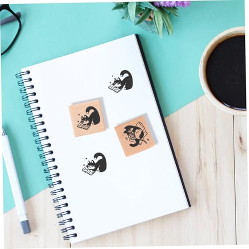 LOLIPPYY 2 Stück Teiliges Katzenmotiv Langlebige Holzstempel für DIY Scrapbooking Tagebuch und Karten Handliche Dekorative Muster für Kreative Bastelprojekte von LOLIPPYY