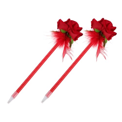 LOLIPPYY 2 Stück Teiliges Kugelschreiber mit Rosenblütenkopf Tragbare Schreibstifte für Büro und Schule Flüssiges Schreiben Kreatives für Lehrer und Freunde von LOLIPPYY