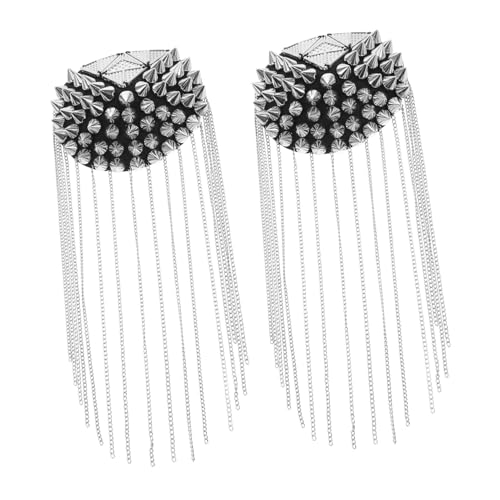 LOLIPPYY 2 Stück Teiliges Silbernes Quasten Schulter Epauletten aus Metall Vintage Punk Stil Dekorative Ketten und Nieten Modische Schulterklappen für Damen und Herren für Kostüm und von LOLIPPYY