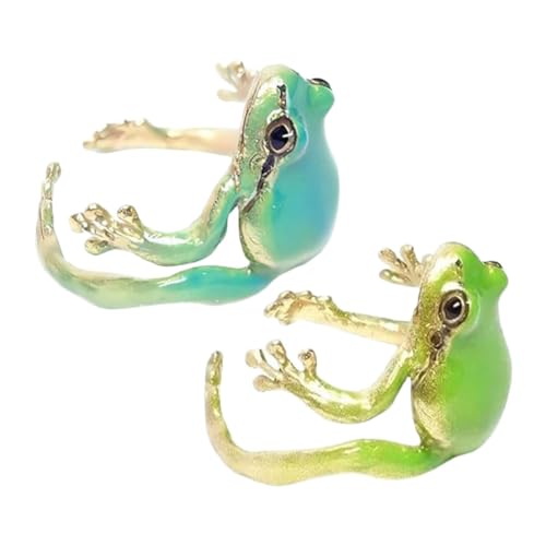 LOLIPPYY 2 Stück grüner Froschring verstellbarer offener Froschring Baum lustig tierische Ringe Ornament Damenring verstellbarer ring kreativer Froschring Froschringe für Legierung von LOLIPPYY