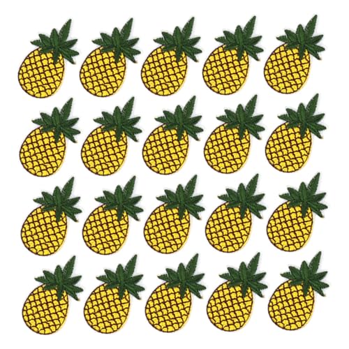 LOLIPPYY 20 Stück Ananas -stickerei Tropische Applikationen Stoffflicken Für Kleidung Ananasflecken Eisen Auf Gehäkelter Obst-aufnäher Zum Aufnähen Stickerei-ananas-abzeichen Stickgarn von LOLIPPYY