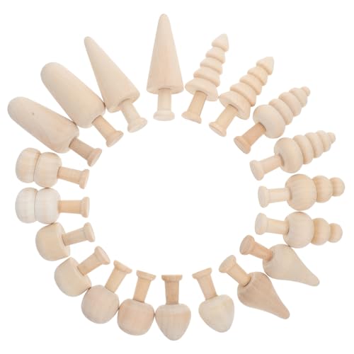 LOLIPPYY 20 Stück Bemaltes Holzspielzeug malen bunt Ornament klein Mini hühner weihnachtsdeko weihnachtsbaum basteln unfertiger Holzpilz unvollendete Holzverzierungen Khaki von LOLIPPYY