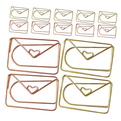 LOLIPPYY 20 Stück Briefumschlag Büroklammern aus Robustem Metall Niedliche Kleine Papierklammern in Roségold und Gold Bunte Dokumenten Organizing Clips für Büro Schule Hochzeit Party von LOLIPPYY
