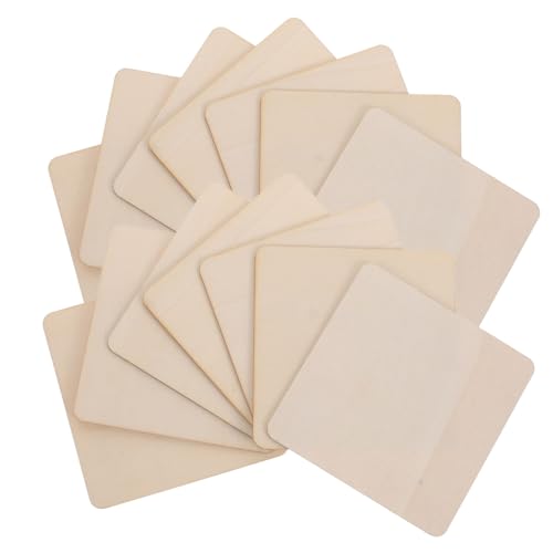 LOLIPPYY 20 Stück Gravurmodellvorlage holzplatten unfertige Untersetzer aus Holz Holzspäne zum Basteln Maltafel aus Holz Rohlinge für Holzschnitzereien Holzbretter Holzformen hölzern Khaki von LOLIPPYY