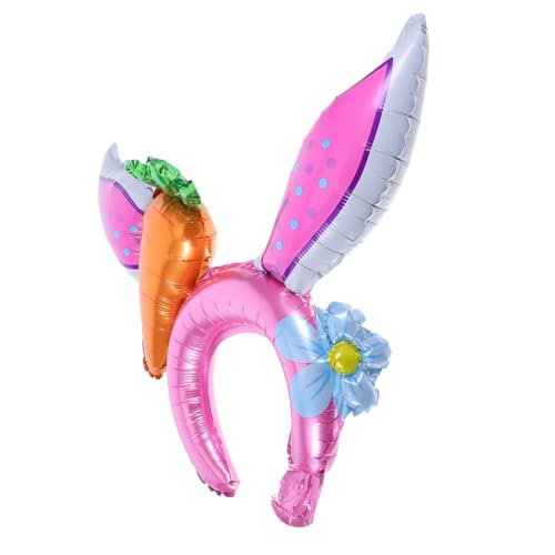 LOLIPPYY 20 Stück Kaninchen-ballon-kopfschmuck Hasenohren Für Die Geburtstagsfeier Osterkopfschmuck Hasenohren Haarband Osterohren Stirnband Osterparty-stirnband Rosa Aluminiumfolie von LOLIPPYY