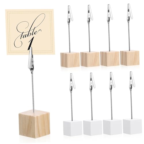 LOLIPPYY 20 Stück Original Holz Notizhalter Teilig mit Clips Vertikaler Memo und Fotohalter Platzsparender Tischkartenhalter für Büro Hochzeit Party Vielseitiger Zettel und Bildhalter von LOLIPPYY