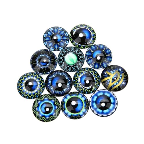 LOLIPPYY 20 Stück Runde Glas cabochon Patches in Blau Langlebige DIY Schmuckmaterialien für Ohrringe Manschettenknöpfe und Kreative Bastelarbeiten Vielseitig Einsetzbar zur Dekoration von von LOLIPPYY