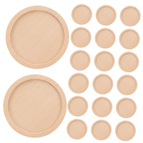 LOLIPPYY 20 Stück Runde Holz Schmuck Anhänger Tabletts Außendurchmesser Innendurchmesser Naturholz Basis für DIY Broschen Anstecknadeln Schmuckzubehör zum Basteln von LOLIPPYY