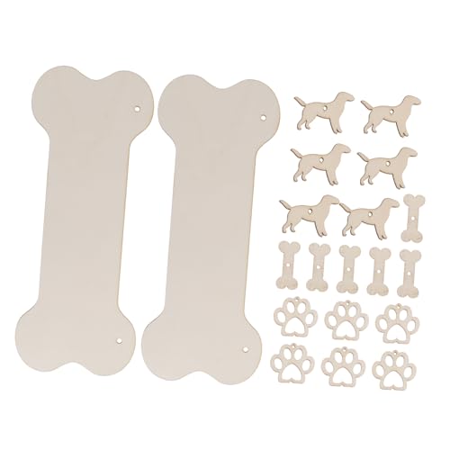 LOLIPPYY 20 Stück Teiliges DIY Holzschild Set Hundeknochen Form mit Glatten Kanten Unlackiert Naturbelassenes Holz Langlebig und Sicher Mini Hundepfoten und Knochen zum Bemalen Bastelset von LOLIPPYY