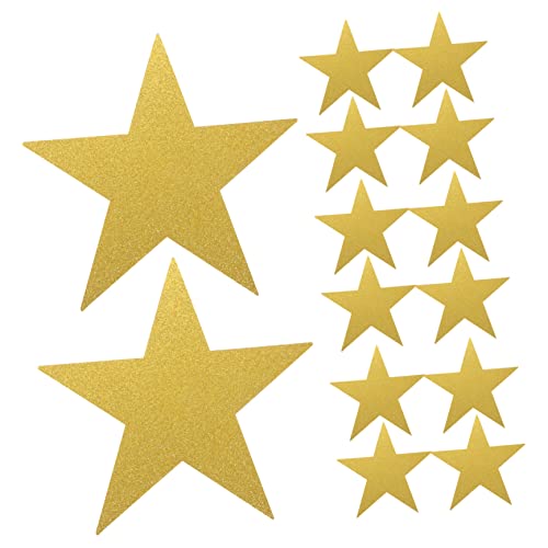 LOLIPPYY 20 Stück Teiliges Goldene Glitzer Papiersterne Filigrane Handgeschnittene Wanddekorationen für Klassenzimmer Kindergarten Party Geeignet zum Aufhängen Schwarzen Tafeln Fenstern und von LOLIPPYY