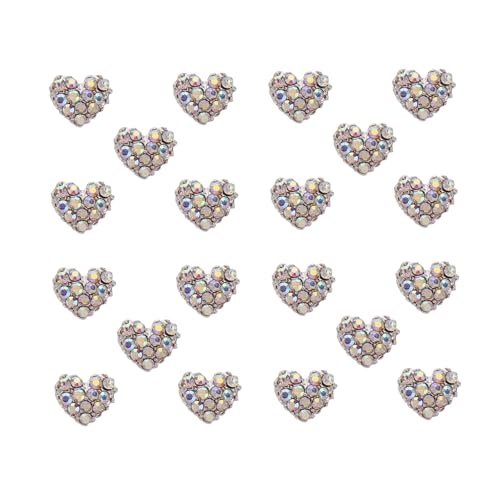 LOLIPPYY 20 Stück Teiliges Herzförmiges Nail Charm mit Glänzenden Strasssteinen für Nail Art DIY Nageldekorationen für Partys Abschlussfeiern und Nagelschmuck Designs von LOLIPPYY