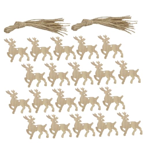 LOLIPPYY 20 Stück Teiliges Holzanhänger Weihnachten DIY Holzornamente Elchmotiv zum Bemalen und Hängen Stilvolle Holzdekoration für Weihnachtsbaum Fenster Tür und Kamin Handliche Holz LOLIPPYY 20 Stück Teiliges Holzanhänger Weihnachten DIY Holzornamente Elchmotiv zum Bemalen und Hängen Stilvolle Holzdekoration für Weihnachtsbaum Fenster Tür und Kamin Handliche Holz von LOLIPPYY