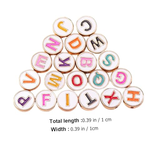 LOLIPPYY 20 Stück Teiliges Metall alphabet Bunte Flache Runde Buchstabenperlen zum Auffädeln für DIY Armbänder Schmuckherstellung Handwerk von LOLIPPYY