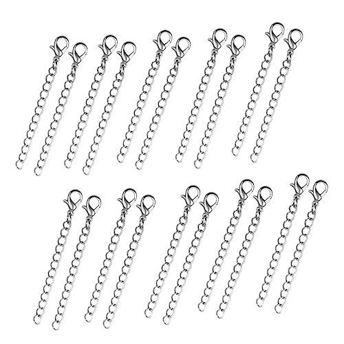 LOLIPPYY 20 Stück Teiliges Verlängerungskettchen für Halskette und Armband mit Karabinerverschluss Silber für DIY Schmuckherstellung Hochwertigem Legierungsmaterial Gefertigt von LOLIPPYY