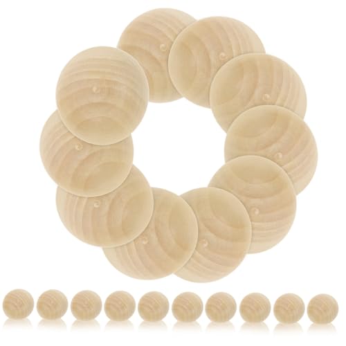 LOLIPPYY 20 Stück Unvollendete Natürliche Holzhalbkugeln DIY Bastelperlen für Dekoration Malen und Schmuckherstellung für Kreativprojekte und von LOLIPPYY