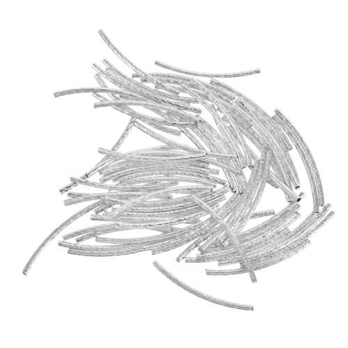 LOLIPPYY 200 Stück Gebogene Nudelröhrenperlen Silberfarbene Lange Schmuckzubehör Abstandshalter DIY Basteln Armbänder Halsketten von LOLIPPYY